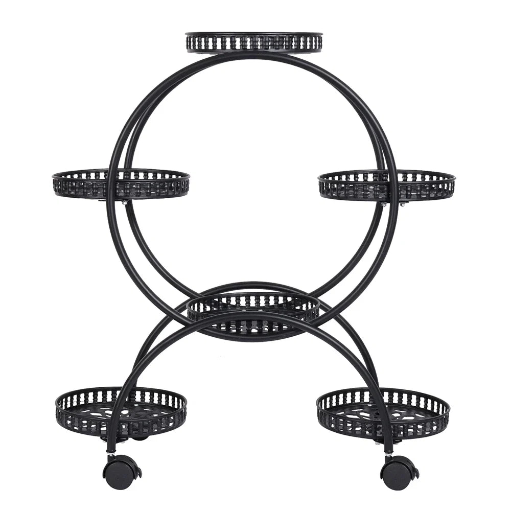 Heavy Duty Metal Plant Stand with Lockable Wheels Garden Cart Flower Pots Holder for Indoor Outdoor Use