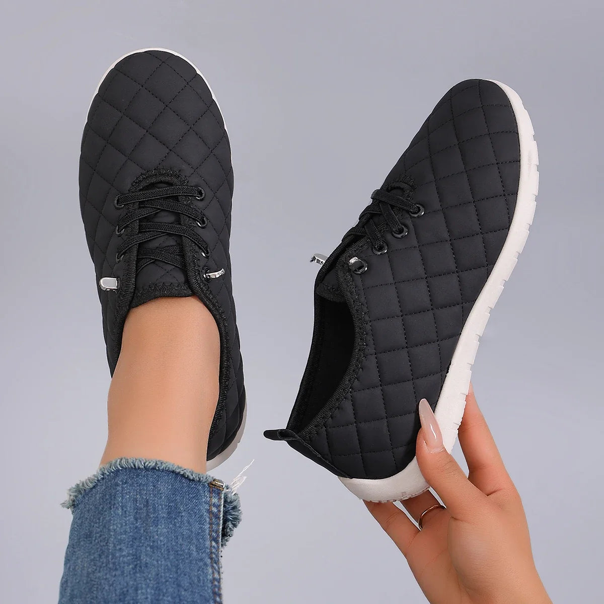 Spring new women's sports shoes, fashionable, breathable, lightweight, non-slip, wear-resistant, casual sports shoes, flat shoes
