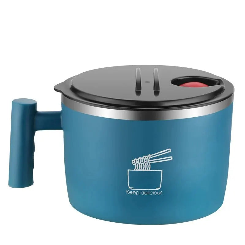 Stainless Steel Bowl With Lid For Instant Noodles, Sealed And Portable Drain Bowl For Kitchen.