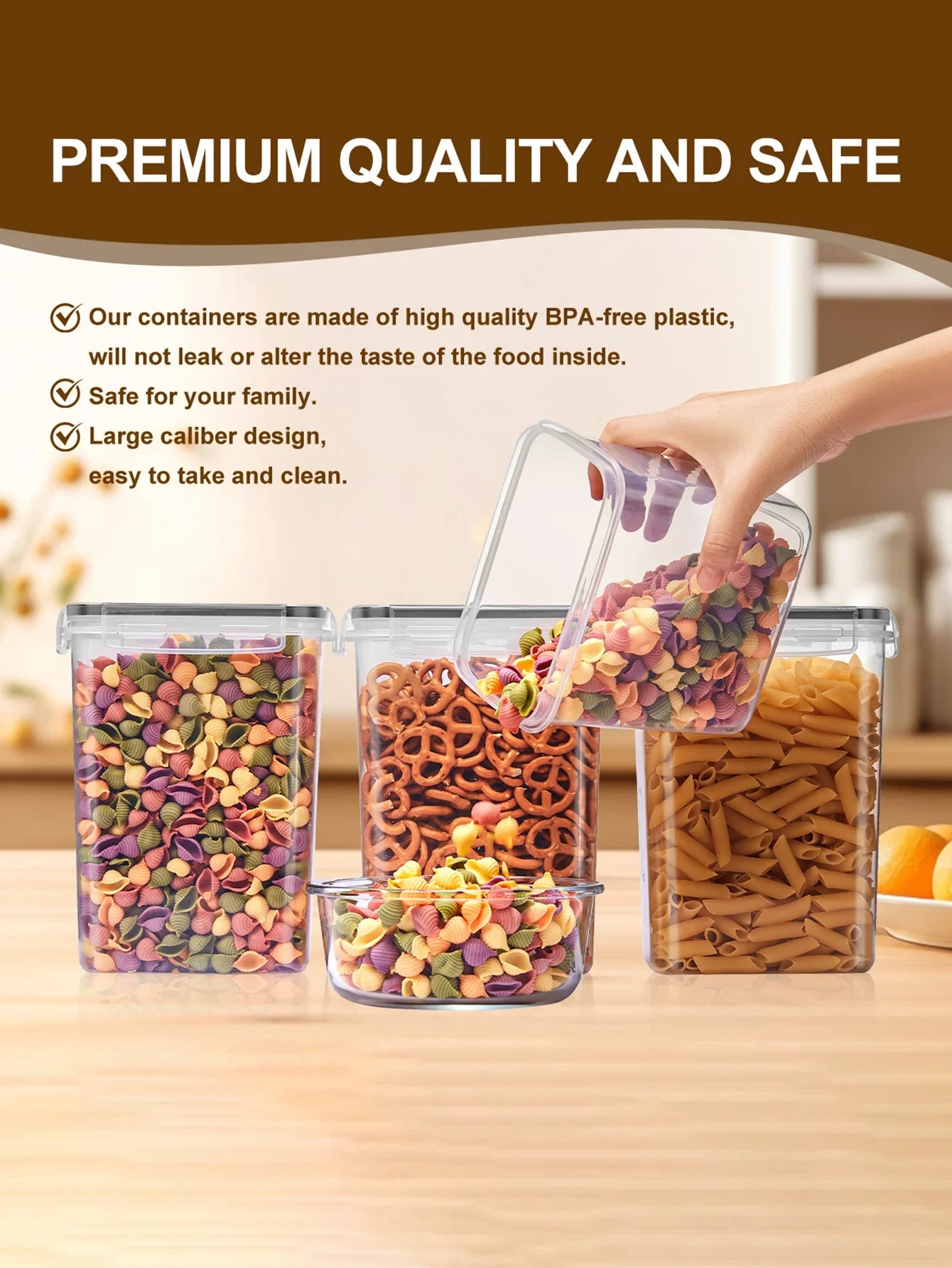 48pcs,Sealed food storage containers with LIDS, kitchen pantry, grain, flour, sugar