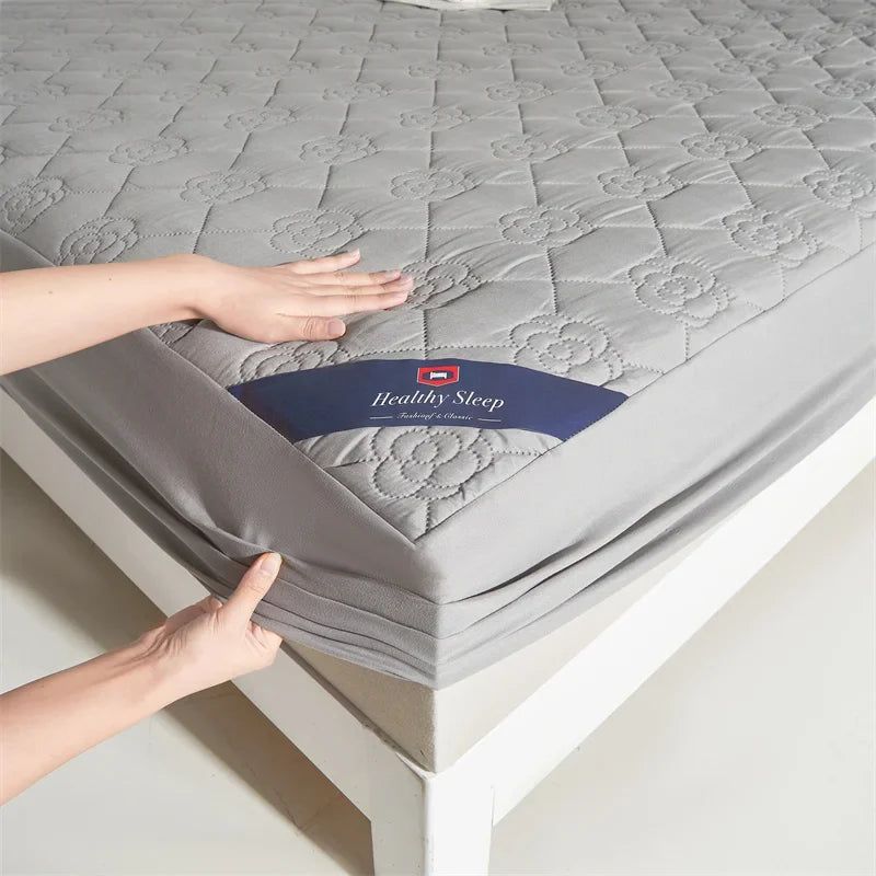 Waterproof Breathable Quilted Fitted Sheet Deep Pocket Mattress Cover Soft Microfiber Elastic Anti-slip Twin Full Queen King Bed