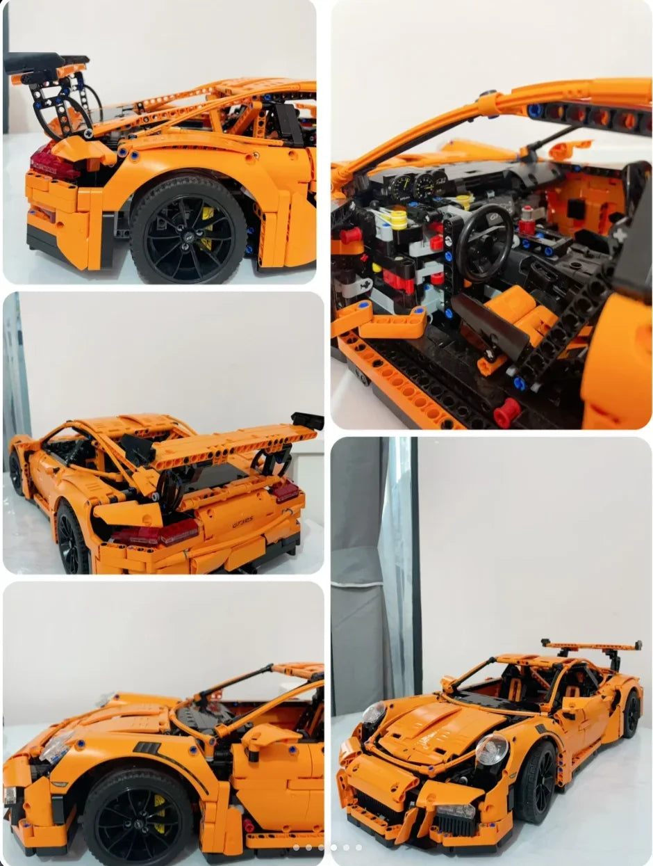 MINISO MOC Technical Brick Orange Super SportsCar Model Compatible 42056 Building Blocks Kid Educational Toy Birthdays Gifts Set