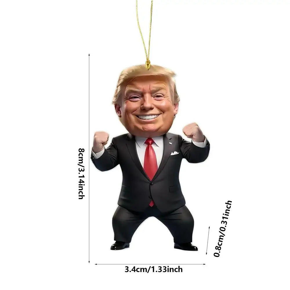 1pc Trumps-Inspired Acrylic Christmas Decor Hanging Ornament For Car And Tree Perfect Holiday Gift Funny Cartoon Pendant