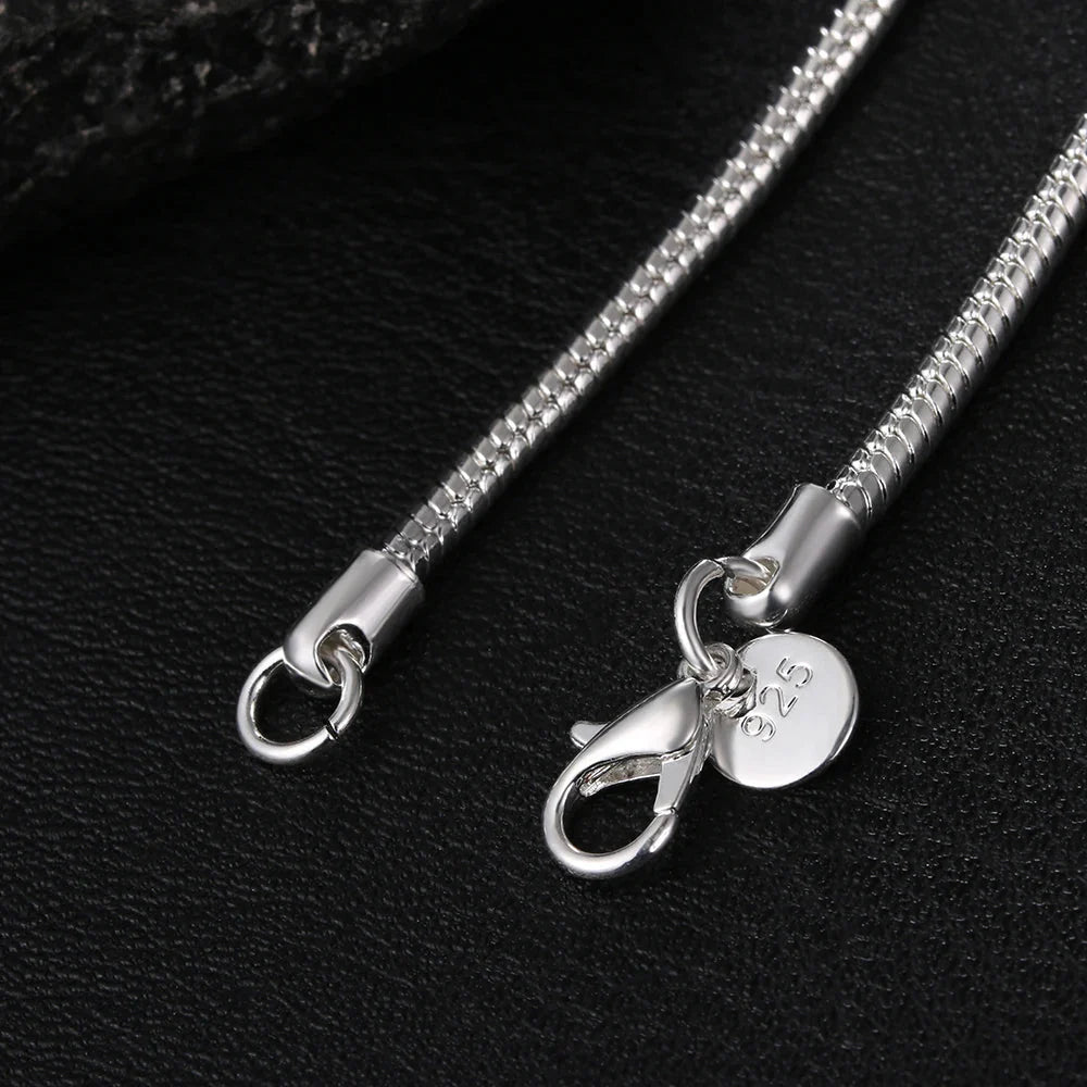 Silver Color Solid Snake Chain Necklace Fashion Jewelry For Pendant