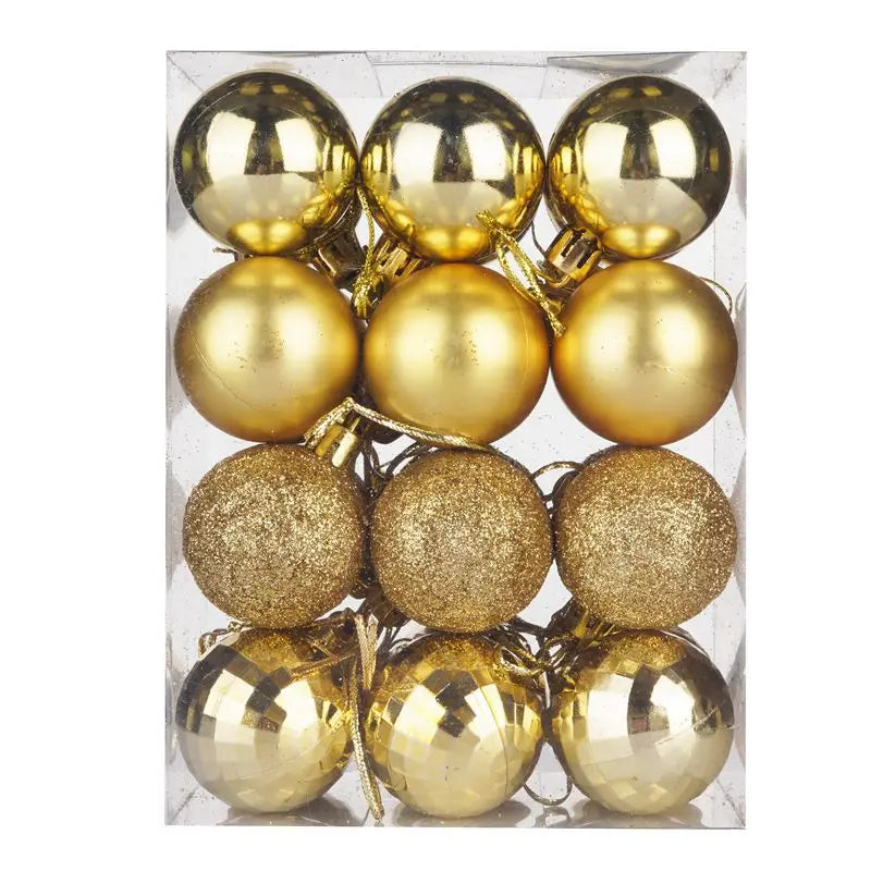 24Pcs Christmas Ball Pendent Decoration Xmas Tree Gold Glitter Hanging Ornament Ball Home Xmas Party Decor Navidad Gift Supplies