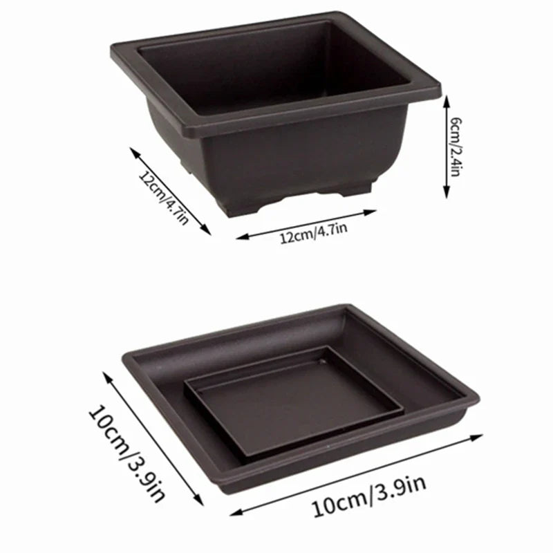 Rectangular Bonsai Training Pots Plastic Flowerpot with Drainage Tray Succulent Plants Pot Bonsai Plants Growing Pots Home Decor