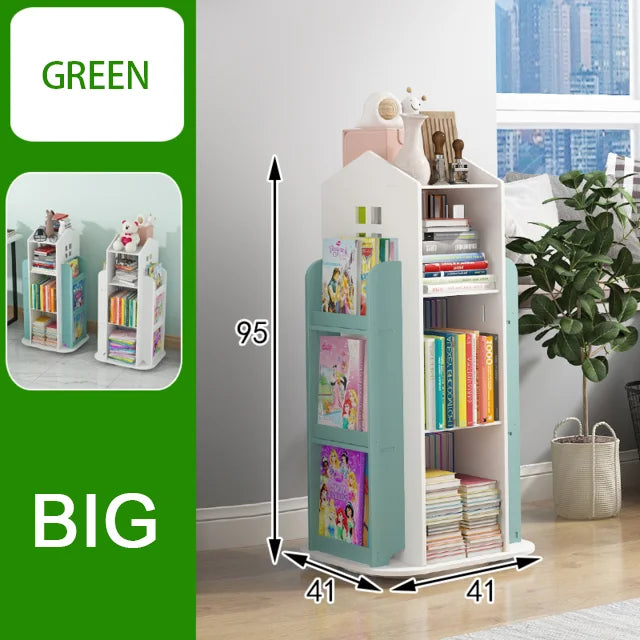 Children's Bookshelf 360° Rotating Cartoon Books Rack Floor Simple Child Book Shelf for Home Bookcases Furniture Bookshelf Rack