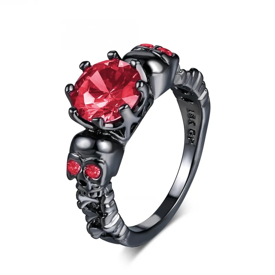 Punk Skull Retro Gothic Rings for Women Men Halloween Goth Witchcraft Accessories Black Color Rings Fashion Jewelry Gifts R623