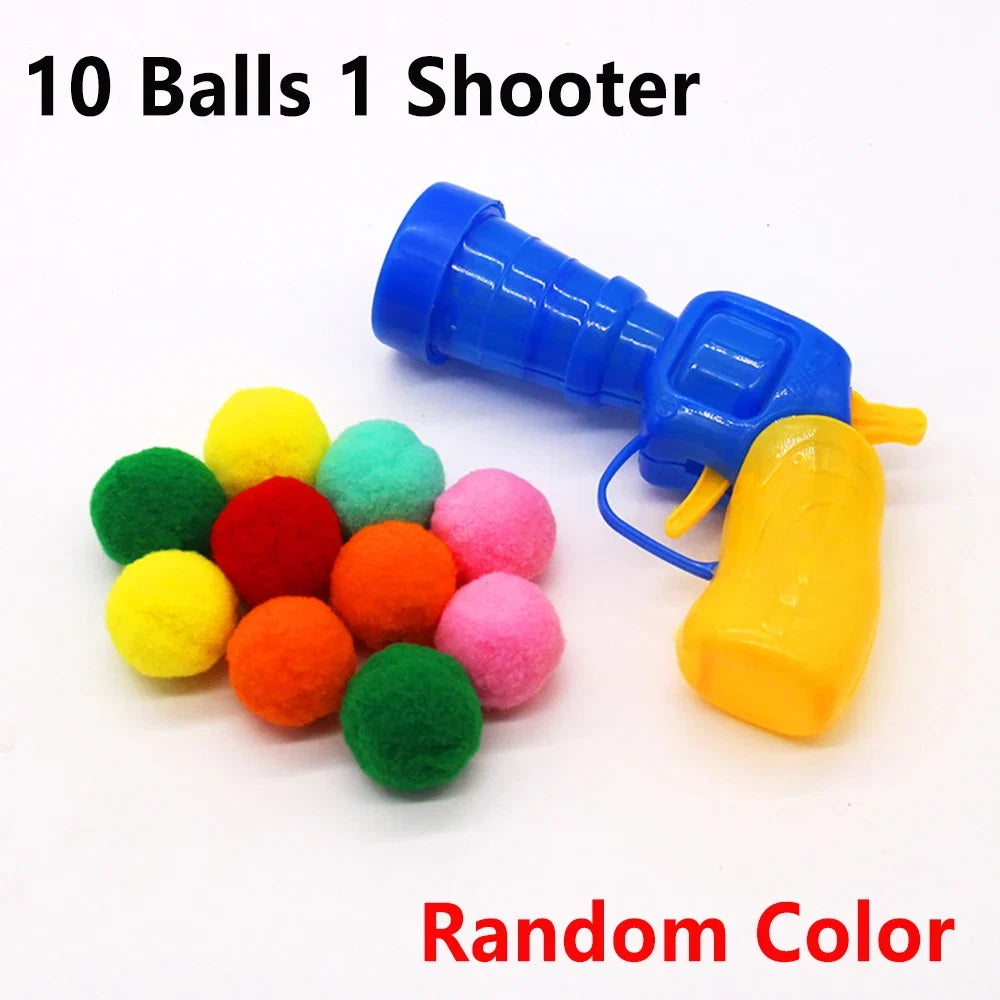 10-100pcs Cat Plush Ball Shooting Gun Funny Cat Toys Interactive
