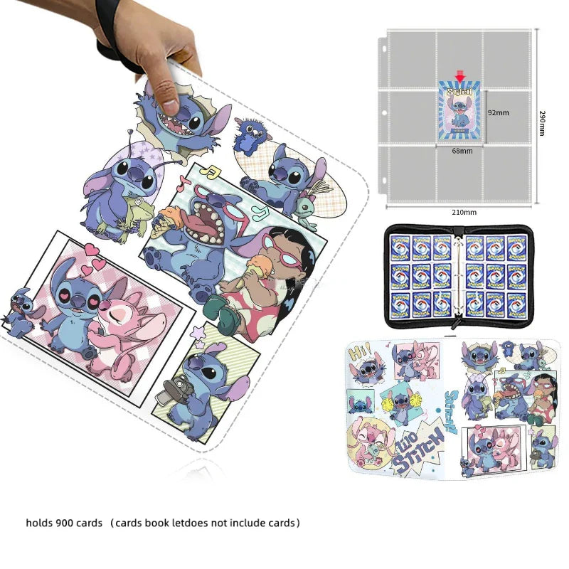 Disney Card Binder Book Collection Cards Holder Anime Card Album with 50 inner Pages Zipper Hold Up to 900 Cards Kids toy Gift