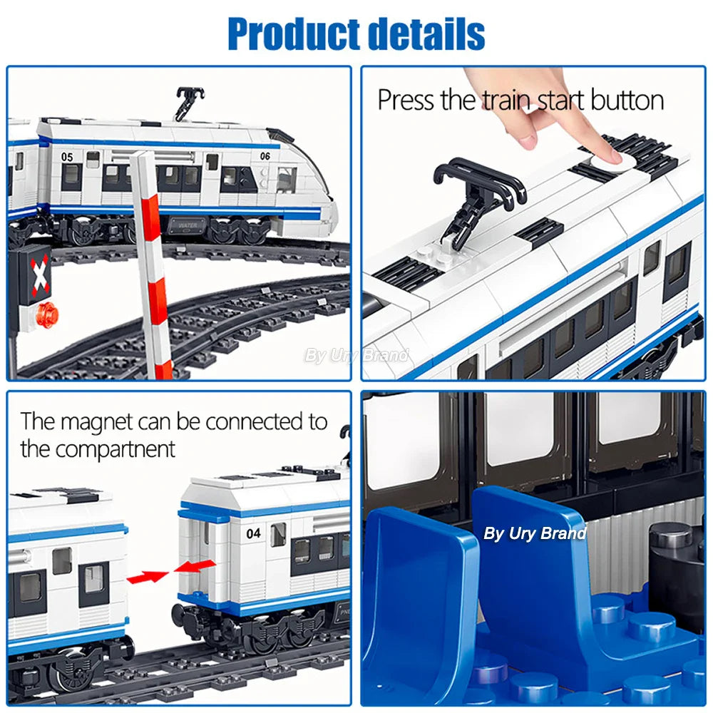 941PCS Technical RC High Speed Train Model Electric Power Battery Motor Parts Remote Control Building Blocks Toys for Kids Boys
