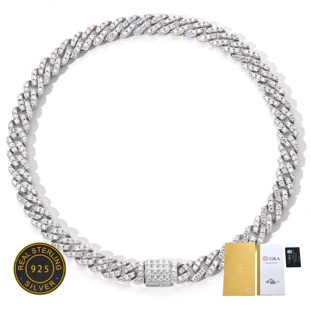 Moissanite Cuban Link Chain Diamond Iced Out Necklace Jewelry