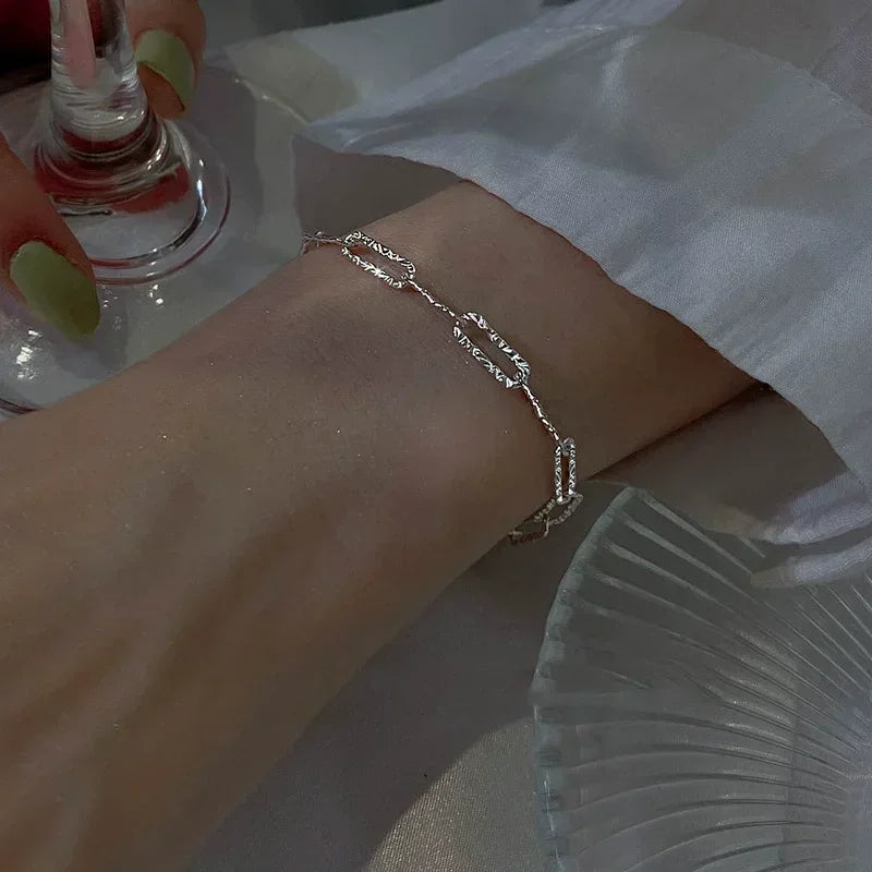 6pcs 925 Sterling Silver Rhinestone Bracelets for Women Girls Luxury