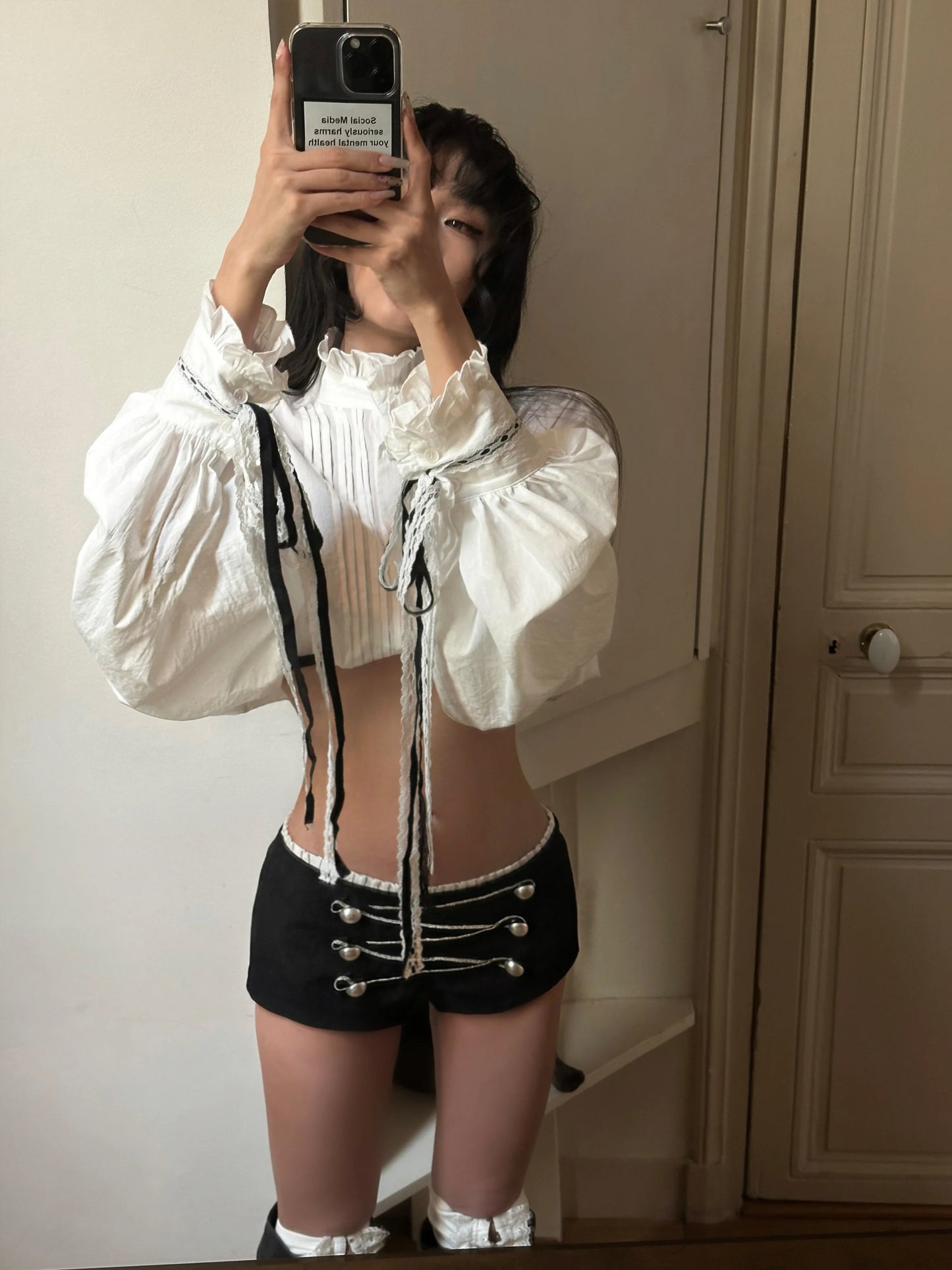 Korean Sweet WARDEN Tassel Short Pants Women Early Autumn Tight Spicy Girl Super Short Wraparound Pants