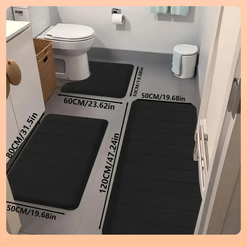 3pcs Fast Absorbent Memory Foam Strip Floor Mat Set. Carpet, Kitchen Area Rugs
