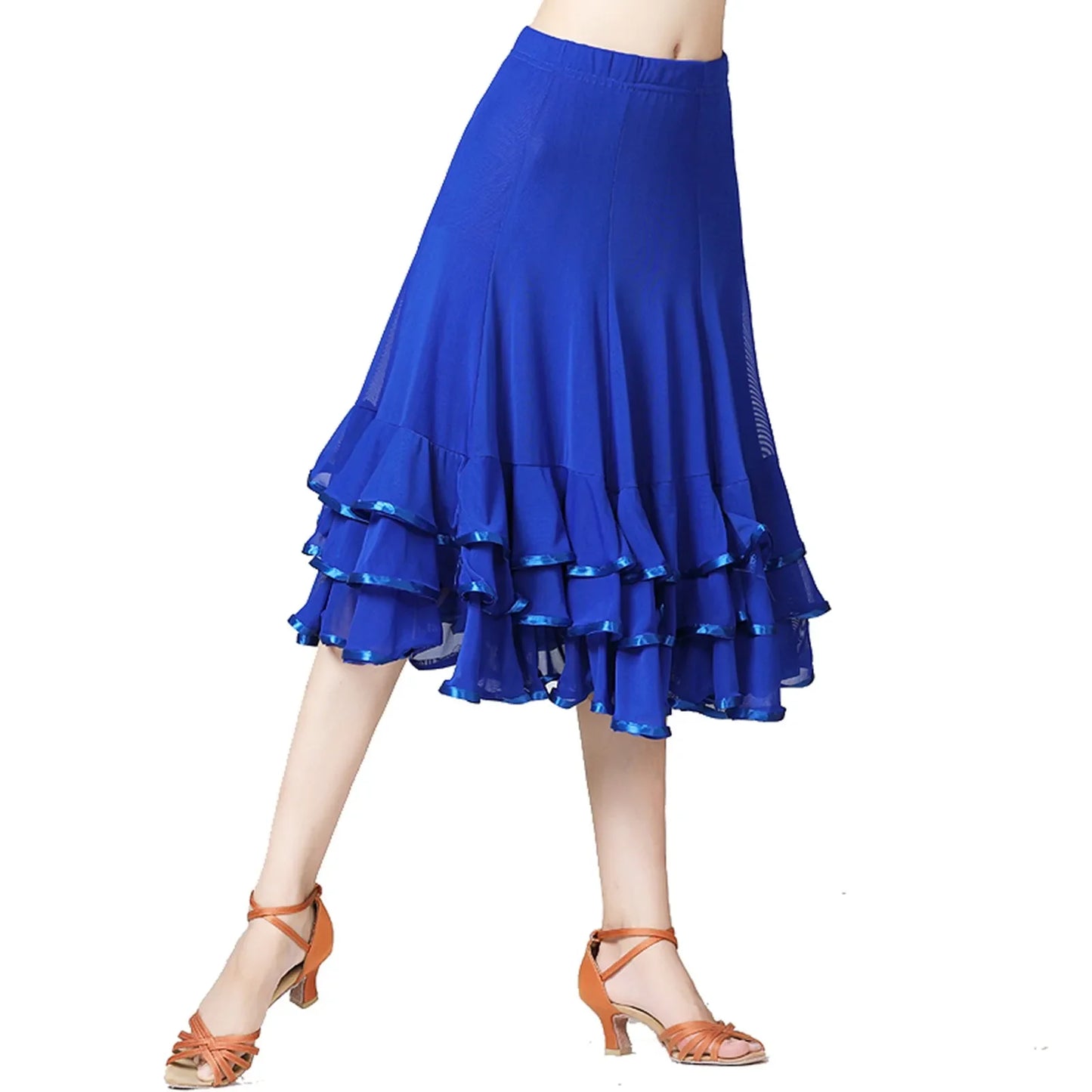 Womens Large Swing Lace Skirt Slim Wasit Dancing Ballroom Practice Lace Skirt Female Performance Skirt Women Clothing Faldas
