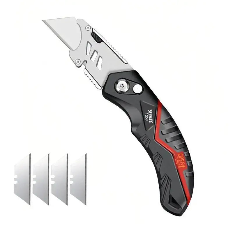 Folding Utility Knife Replaceable Blade Cutter for Cable Cartons Cardboard Boxes Sharp Durable with Safety Lock Easy Blade Chang