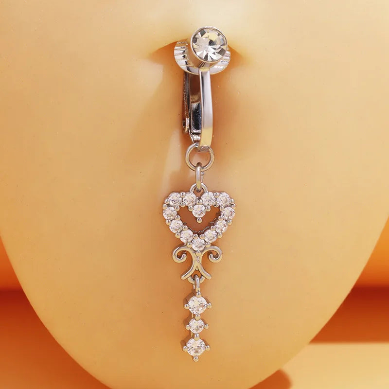Clip On Belly Button Ring Butterfly Copper Zircon Pink Fake Belly Piercing Umbilical Navel Body Jewelry Trendy Fashion Style