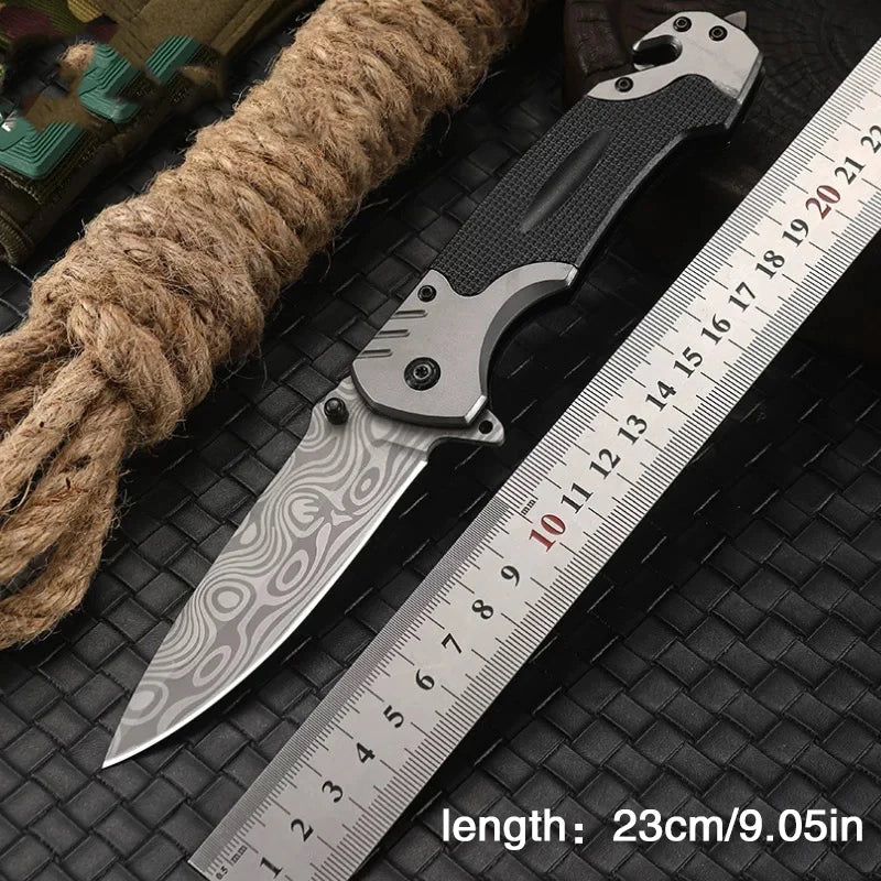 This multi-functional folding knife is a sharp survival knife, suitable for outdoor camping, wilderness survival and fishing