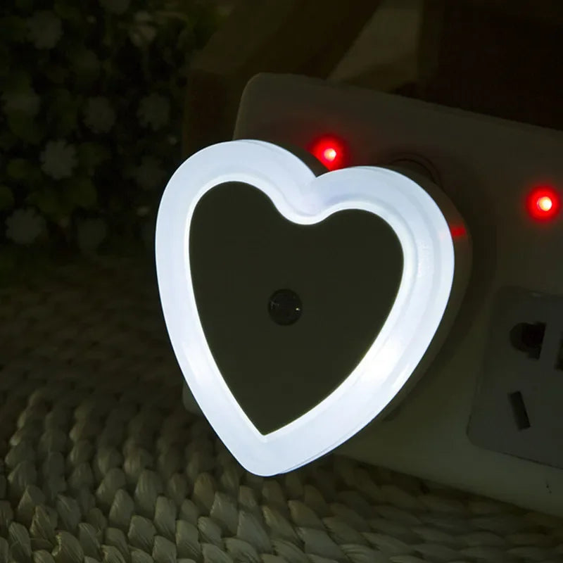 LED Night Lights Heart-shaped Wireless Sensor EU/US Plug Night Ligh Bedroom Living Room Baby Room Lighting Energy-saving Light