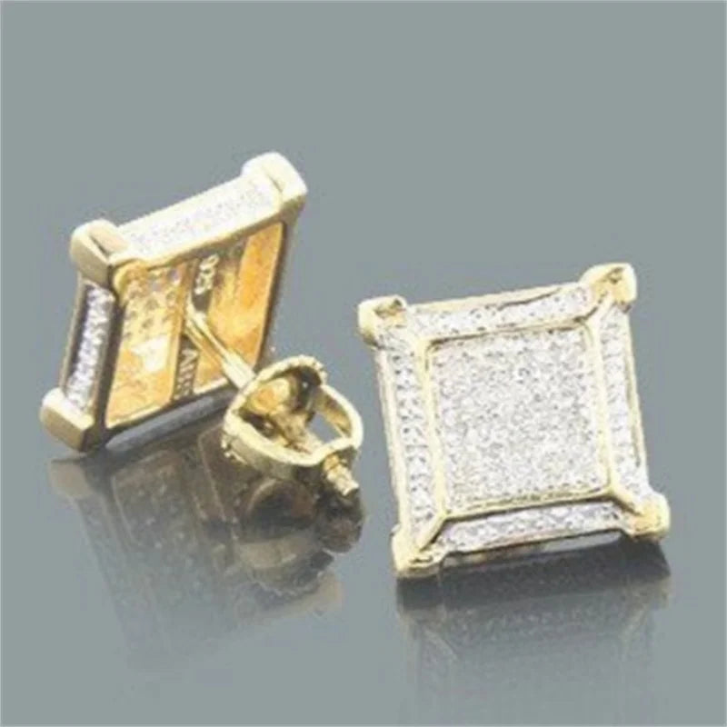 Delicate stud earrings for men and women Square accessories suitable for wedding parties go with everything