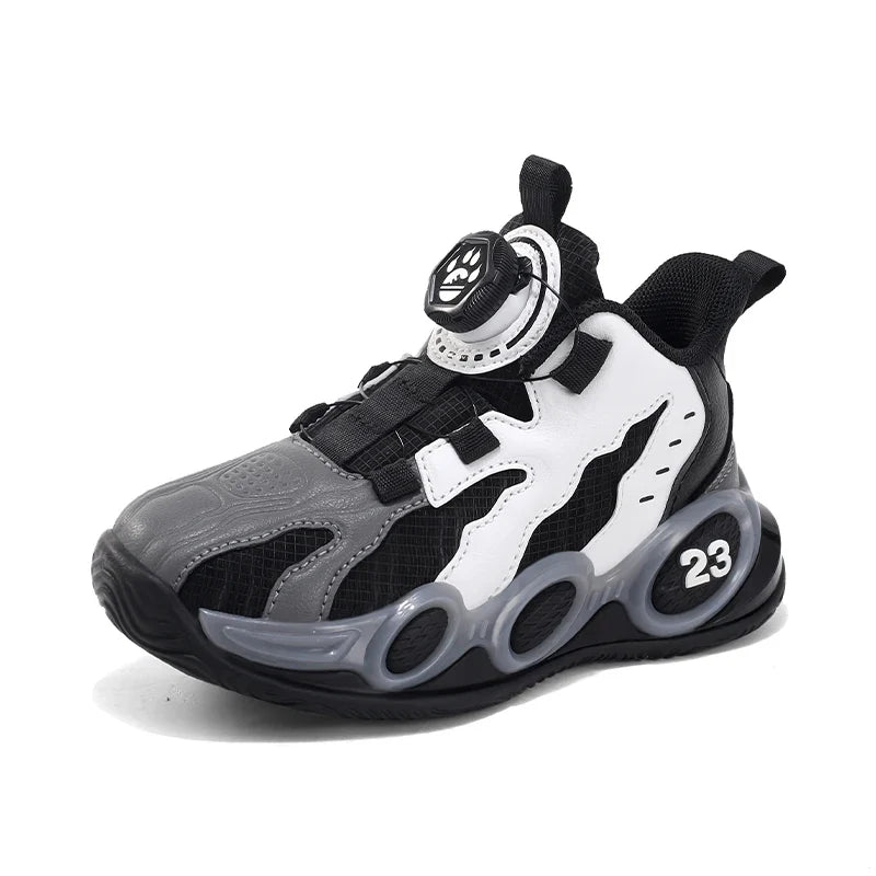 Fashion Basketball Shoes for Kids High-top PU Leather Sports Shoes Children Casual Shoes Boys Girls Comfortable Gym Trainers New