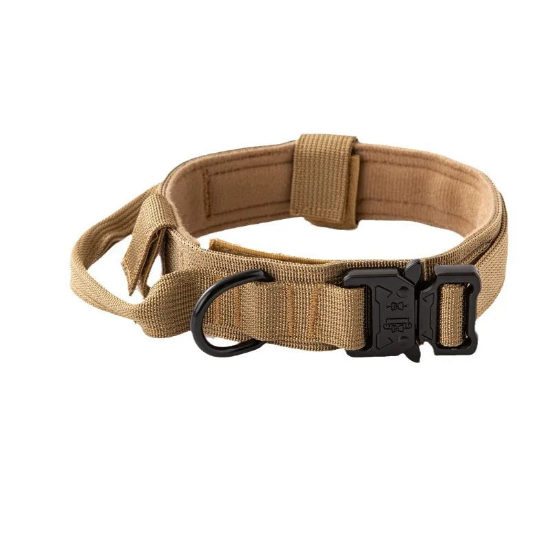 Tactical Dog Collar with Heavy Duty Metal Buckle Control Handle Nylon Military Dog Collar for Medium Large Dog