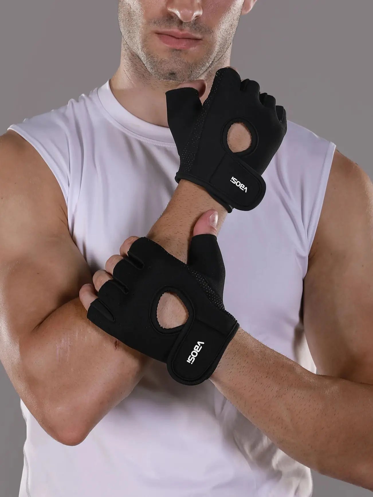 VBOSi Breathable Half Finger Gloves for Gym Exercise Cycling with Anti-slip Dots