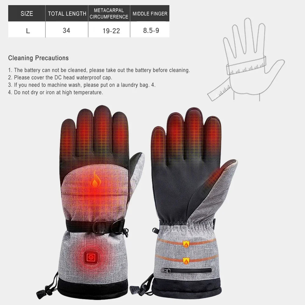 1Pair Winter Heating Gloves 5000mAh Battery Electric Cold Weather Heating Gloves Anti-Slip Waterproof Rechargeable for Men Women