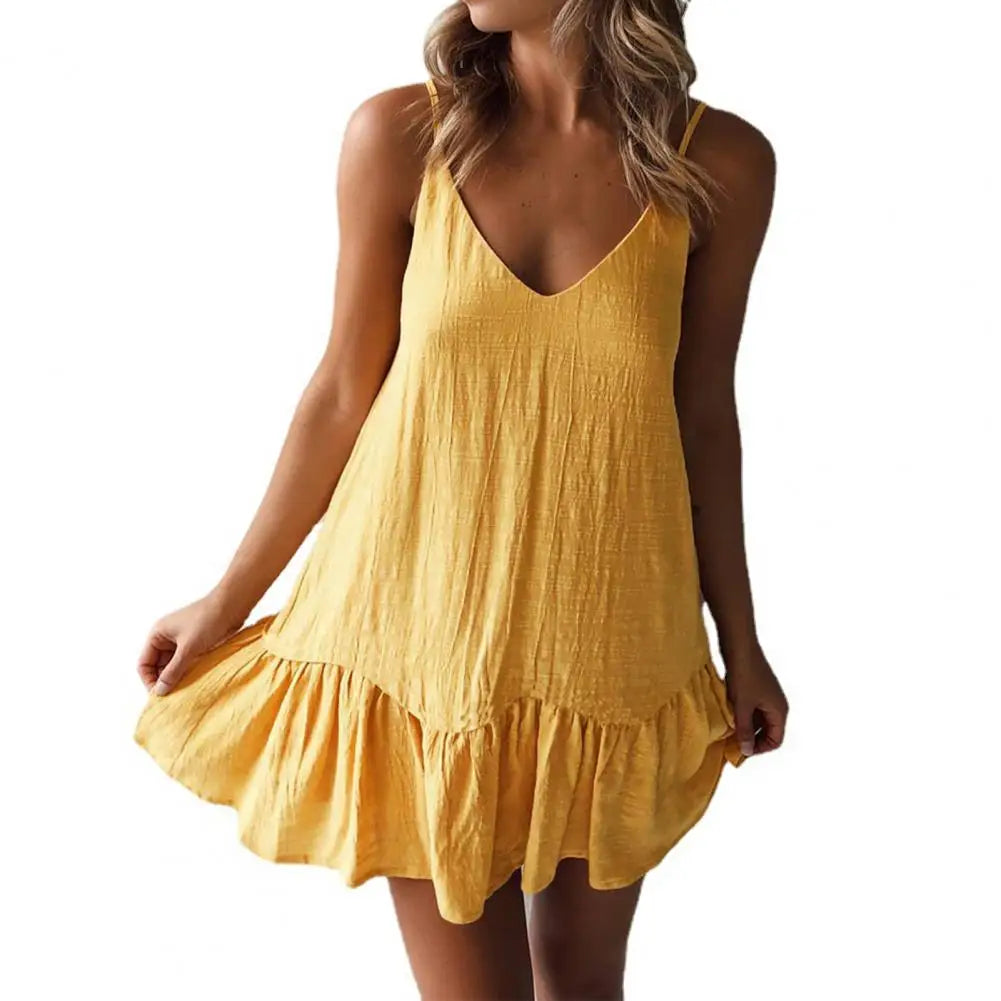 Spaghetti Strap Dresses Off Shoulder Women Summer Dress 2023 White Shift Dress Ruffle Sexy Sundress Mini Cotton Linen Vestidos