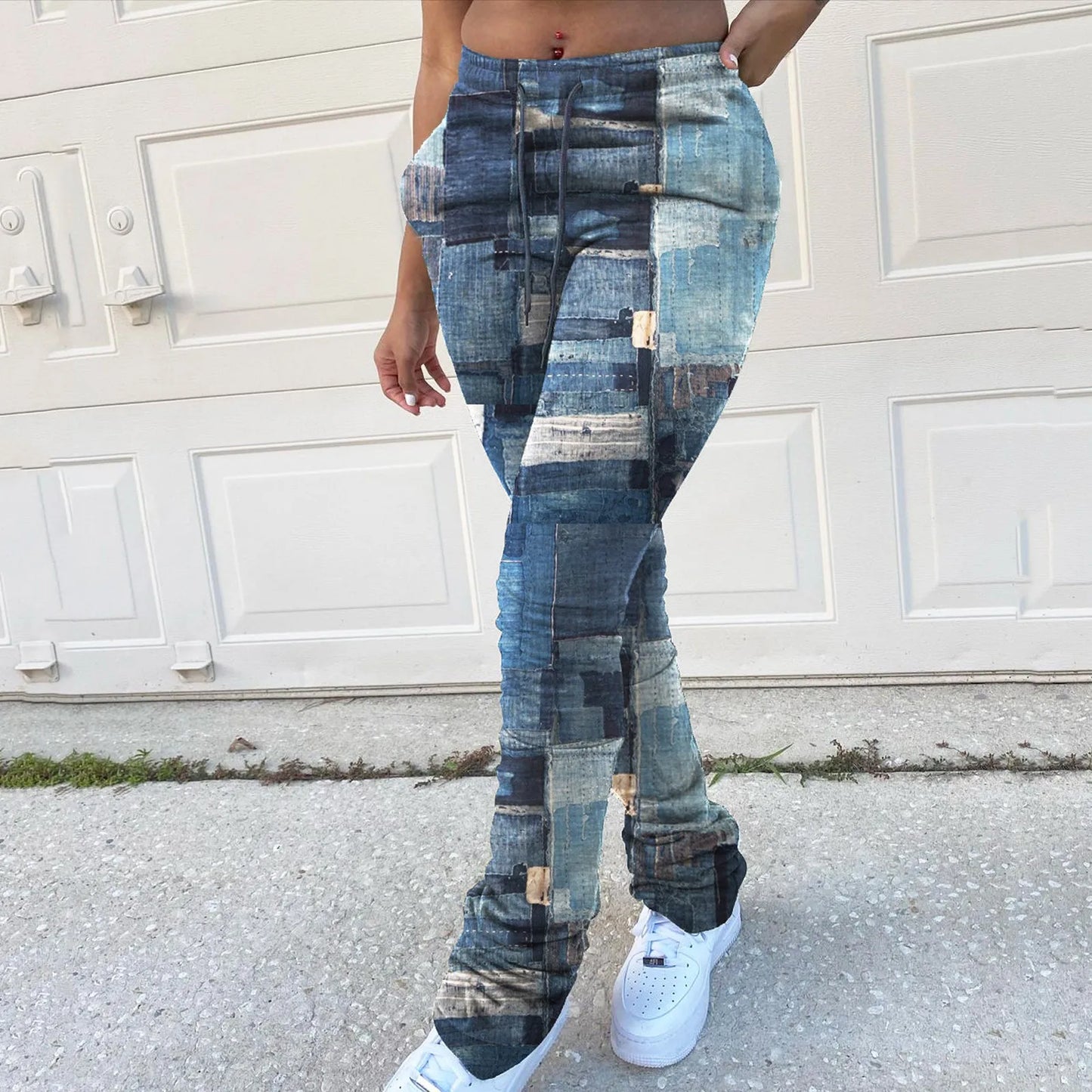 Cargo Pants Women Plus Size Casual Jeans Print Trousers Strap Long Pocket Pant Wide Pants Women High Waist pantalones de mujer