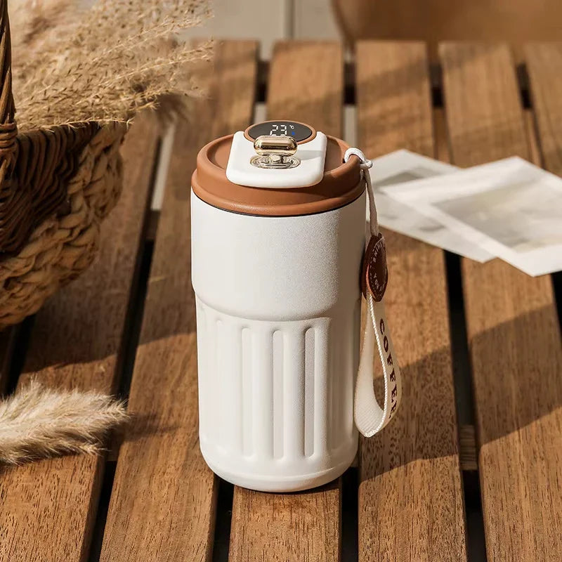 Intelligent Digital LED Temperature Display Coffee Cup, Stainless Steel Thermos Bottle, Keeps Cold and Heat Mug.