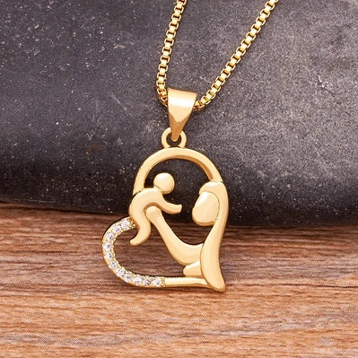 Nidin Classic Fashion Exquisite Mother's Day Gold Color Necklace Mom Letter Love Charms Pendant Chain Neck Anniversary Jewelry