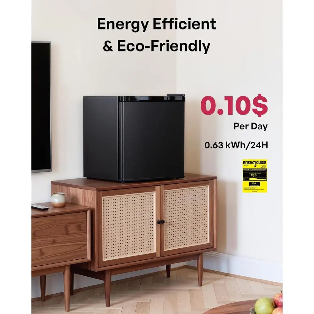 Compact Single-Door Refrigerator with Freezer, Adjustable Rack, Energy-Saving for Bedroom, Dorm, Office, Low Noise, Black