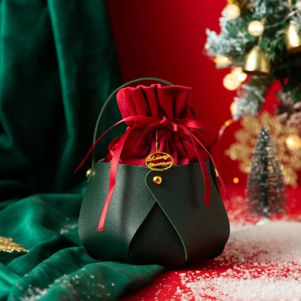 For Children Kids Ornament Christmas Decoration PU Gift Handbag Gift Pouch Christmas Present Bag Candy Bag Material Package