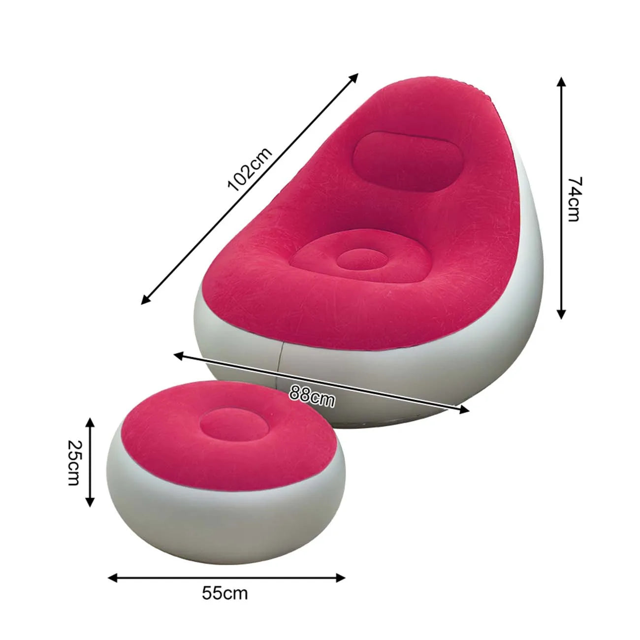 1PC nflatable Air Sofa Chair with Footrest, Portable Lounge Chair Set Soft Flocked Surface for Bedroom Dorm Living Room