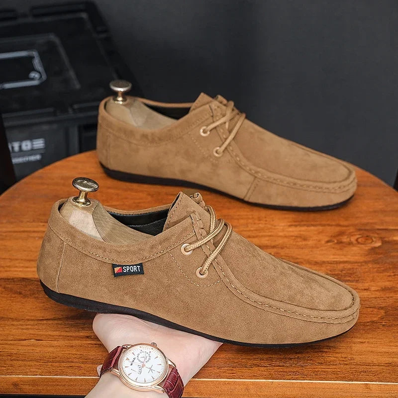 Men's Loafers, Lace Up Suede Work Shoes, 2025 New Formal Shoes, Outdoor Casual Walking Foot Covers Suitable for Lazy People