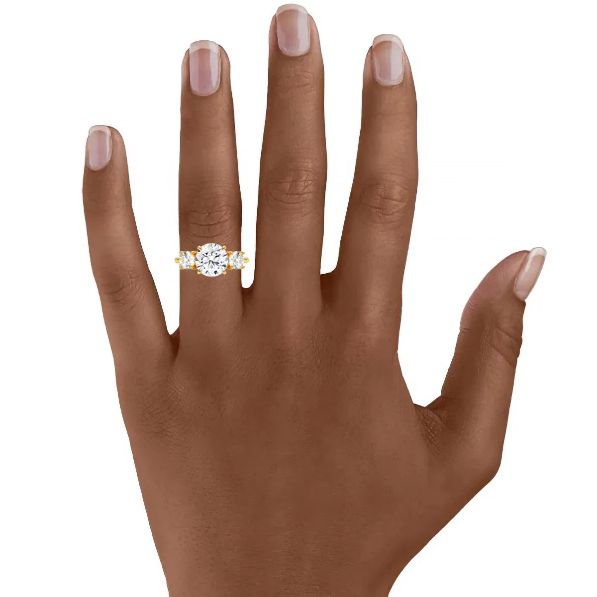 3 Stone D Color Moissanite Diamond Ring 14K Gold Engagement Wedding