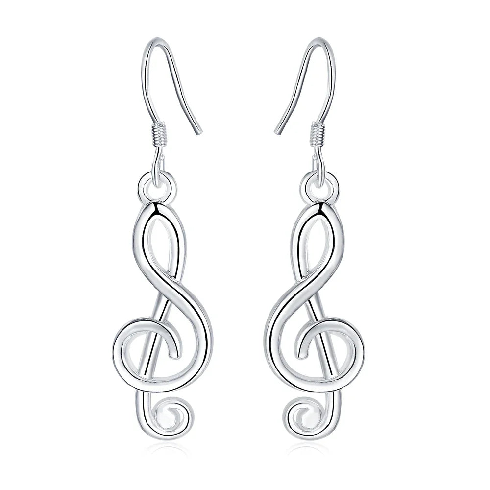 New noble 925 Sterling Silver Romantic music note drop Earrings for Women Holiday gifts fashion Party wedding Jewelry