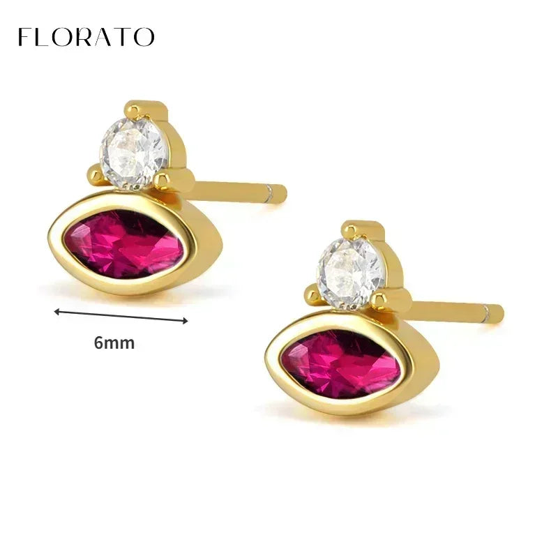925 Sterling Silver Ear Needle Rose colors Zircon Hoop Geometric Pendant Earrings for women Luxury Fashion Wedding Jewellery2023