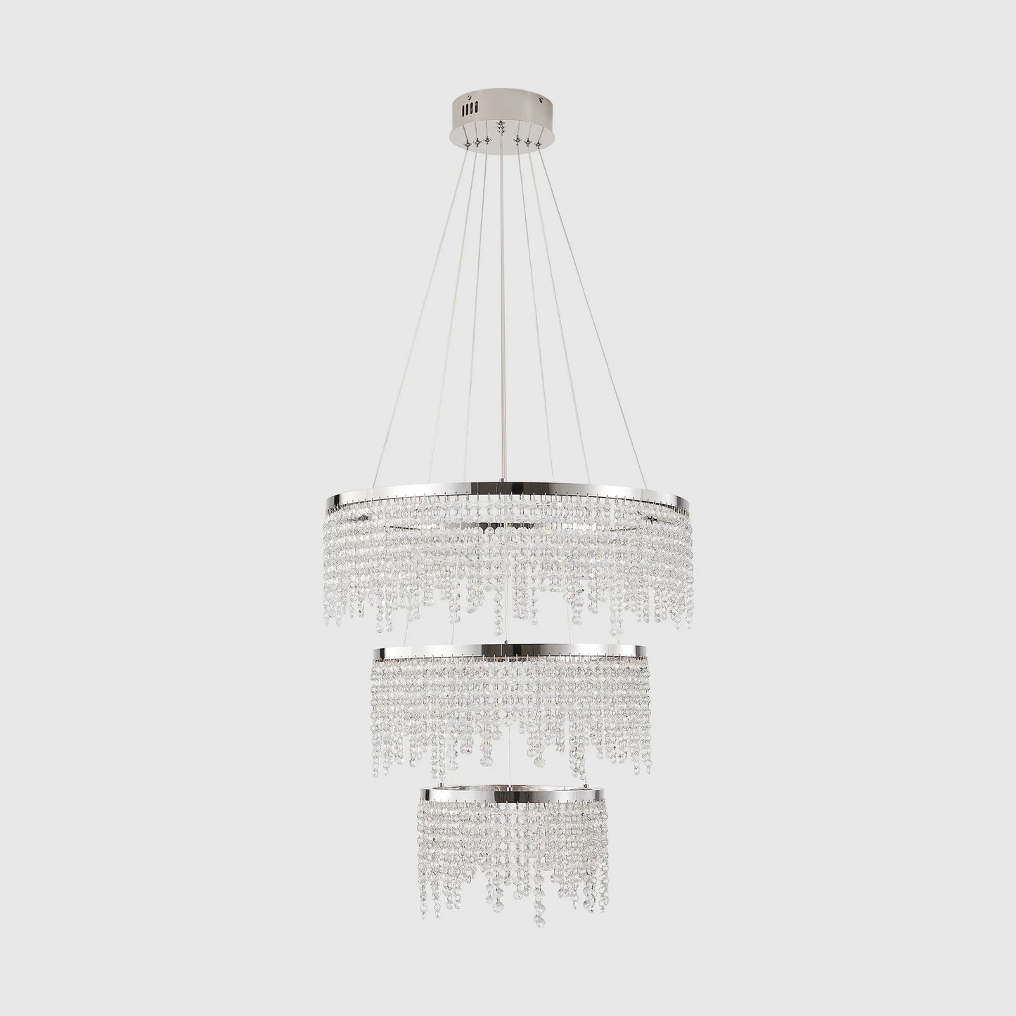 23.6-inch Crystal Chandelier, Dimmable Led Ceiling Lamp, Adjustable Color Temperature 3000K/4000K/6000K, Height Adjustable, Luxury Round Chandelier, Suitable for Living Room, Dining Room, Bedroom.