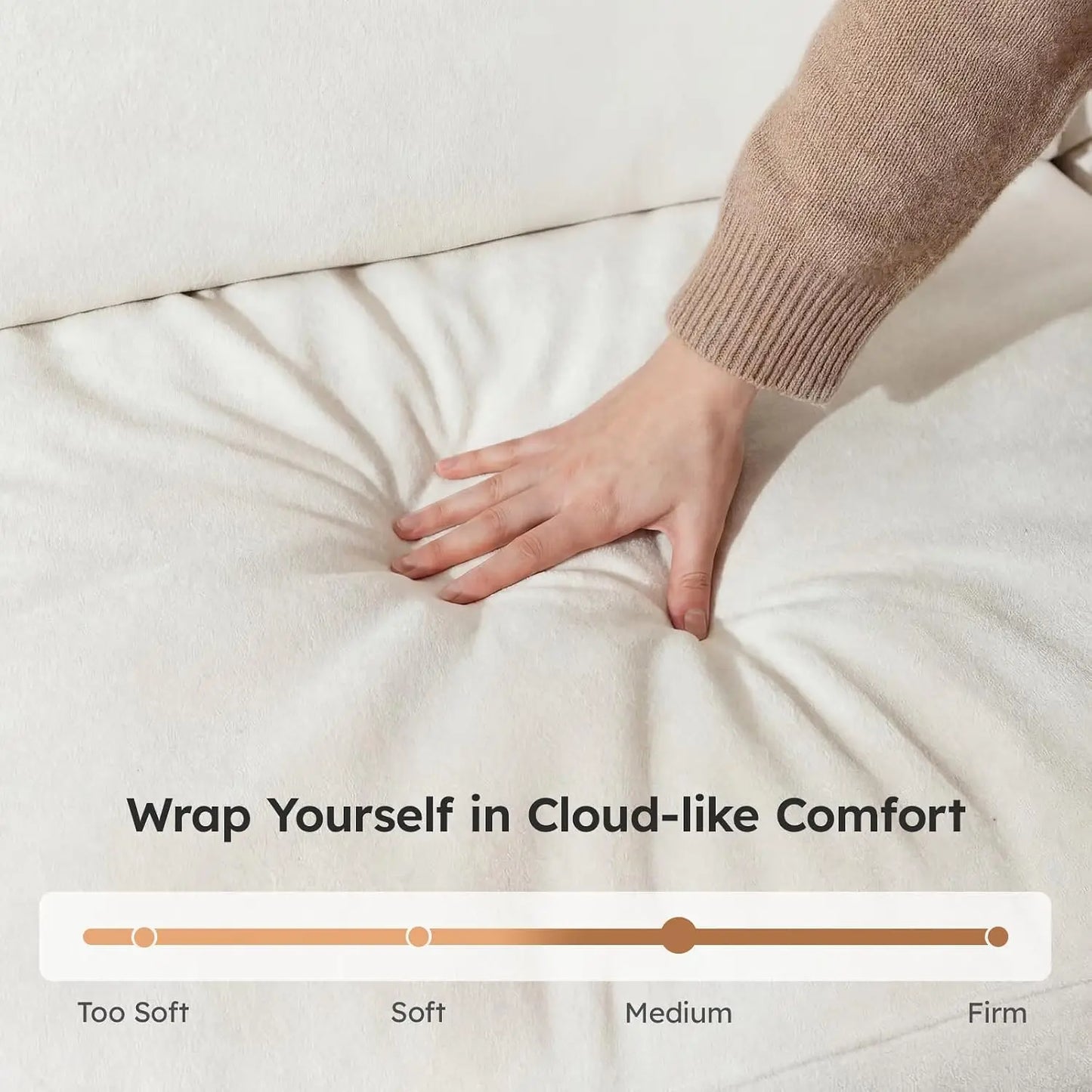 Modular Cloud Sectional Sofa, No Assembly Boneless Couch, High Back Pillows, Living Room & Apartment Durable Fabric, Customized