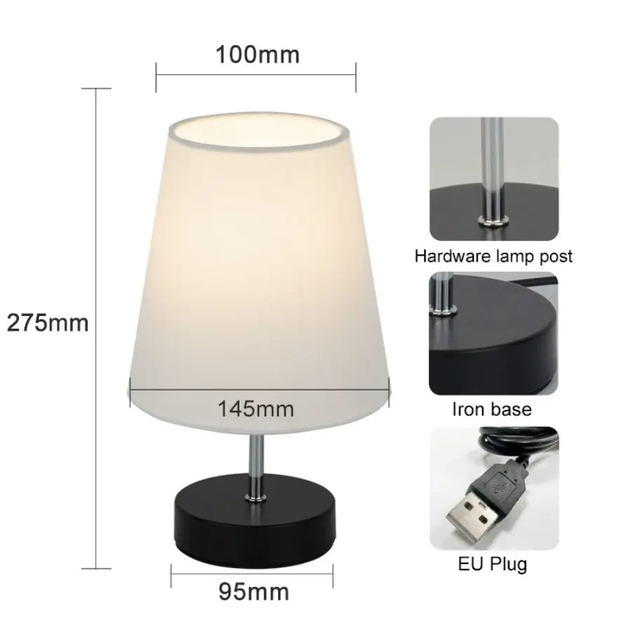 MARPOU Led Desk Lamp Touch Control 5V Three Color Adjustable Temperature Bedroom Bedside Table Lamp for Minimalist Night Light