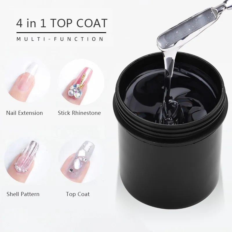 MSHARE 3D Top Coat UV Gel Rhinestones No Wipe Topcoat Without Sticky Layer Water Drop 50ml
