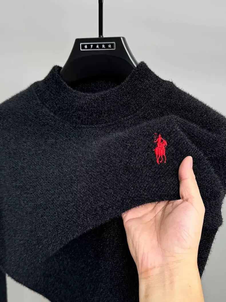 High end brand velvet sweater, men new designer fashion embroidery pullover
