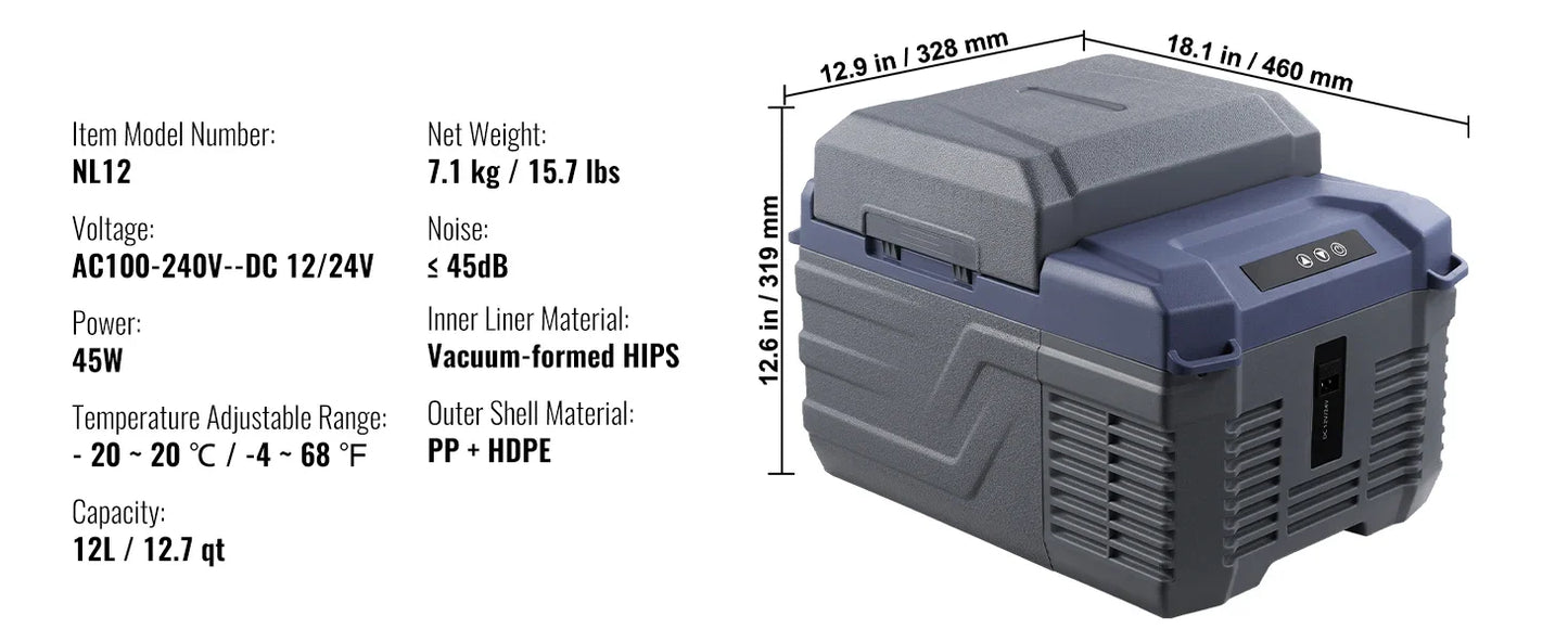 SucceBuy 8L to 75L Car Refrigerator Fridge Portable Icebox Single&Dual Zone with Blue Tooth Adjustable for Outdoor Camping RV
