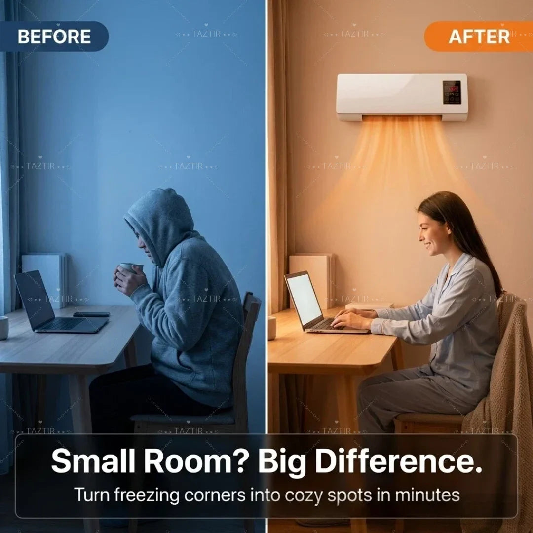2-in-1 Wall-Mounted Heater 1400W , 6-Hour Timer, Remote Touchscreen Control, Overheat Protection.