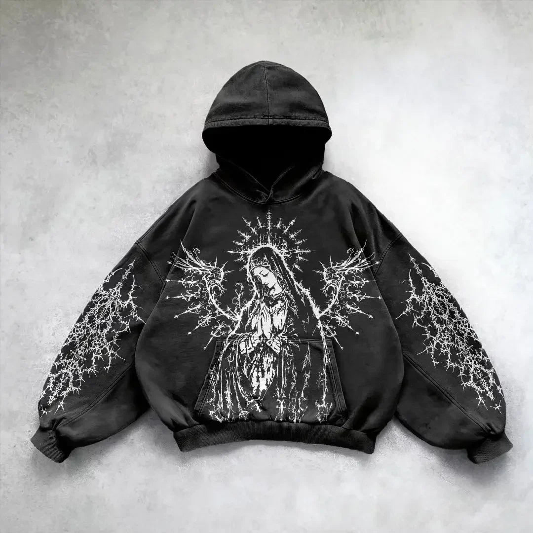 New goth streetwear sweatshirt hoodie demon girl print harajuku y2k tops oversized goth hoodies women couples gothic clothes