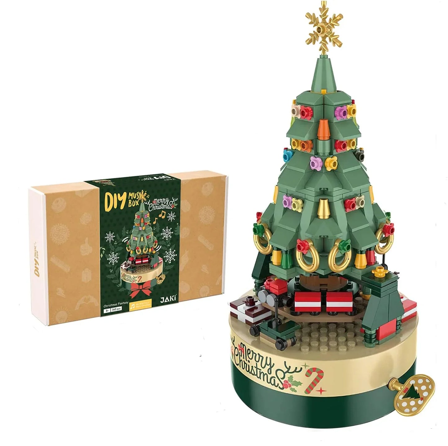 Children's Christmas Train Building Block Set DIY Christmas Tree Music Box Brick Building Toys Home Decoration Holiday Gift