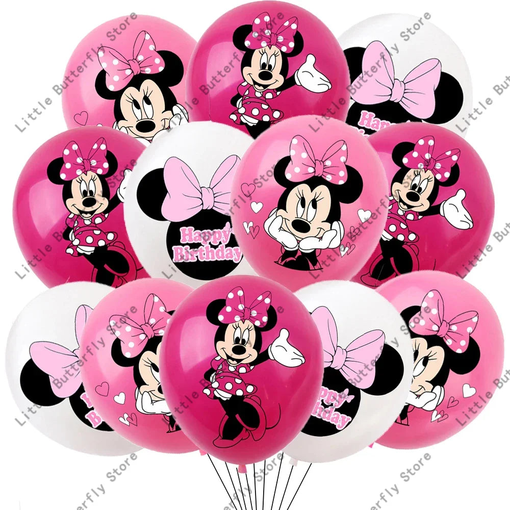 Disney 10/20/30pcs 12 Inch Pink Minnie Mouse Latex Balloon Party Supplies Party Balloon Balloons for Birthday Party Decorations